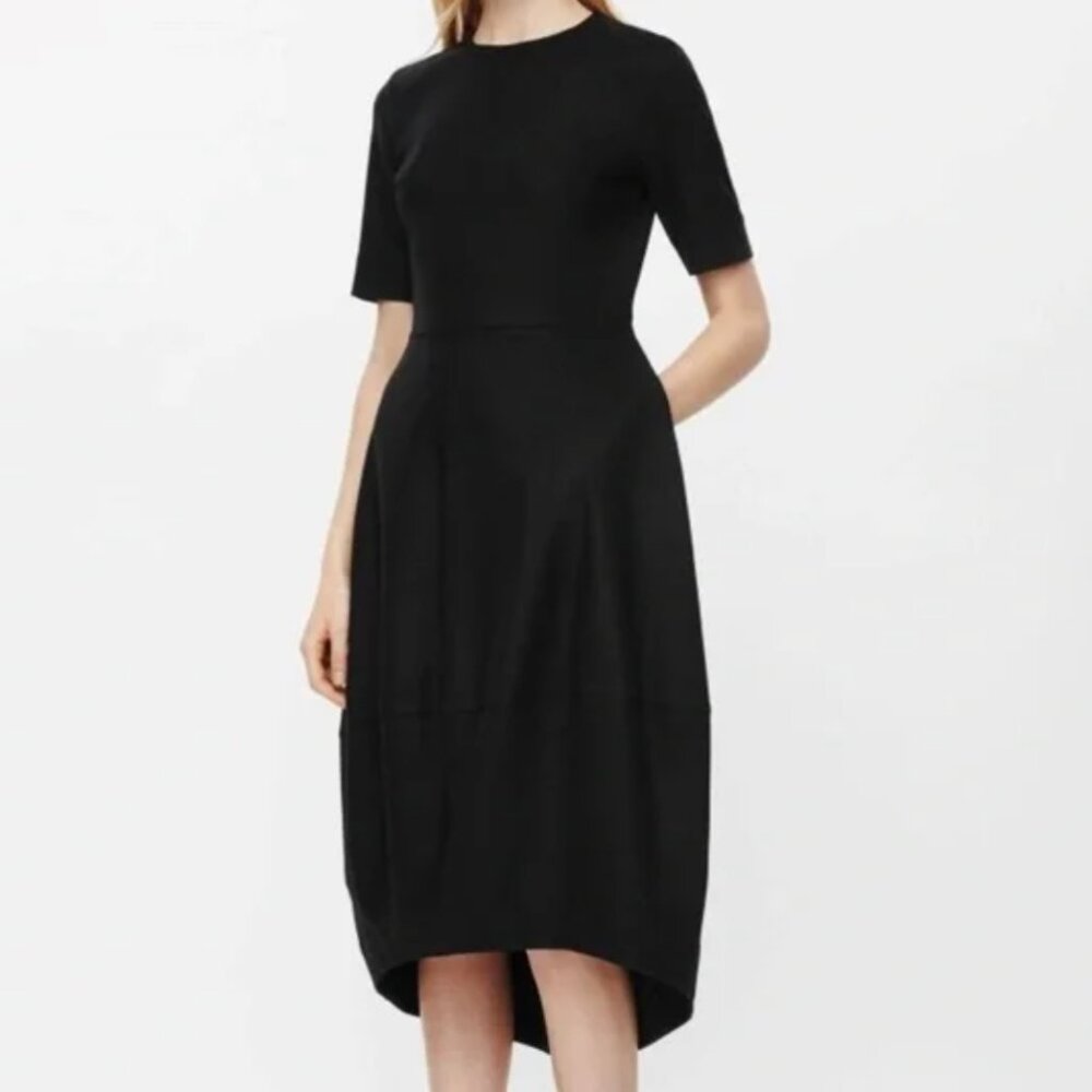COS Black short sleeve cocoon dress size 8
